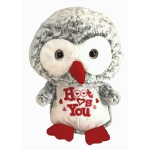 Hug&Luv 12 Inch Frosted Grey Owl Red Feet Hearts Hoot "Luvs" You
